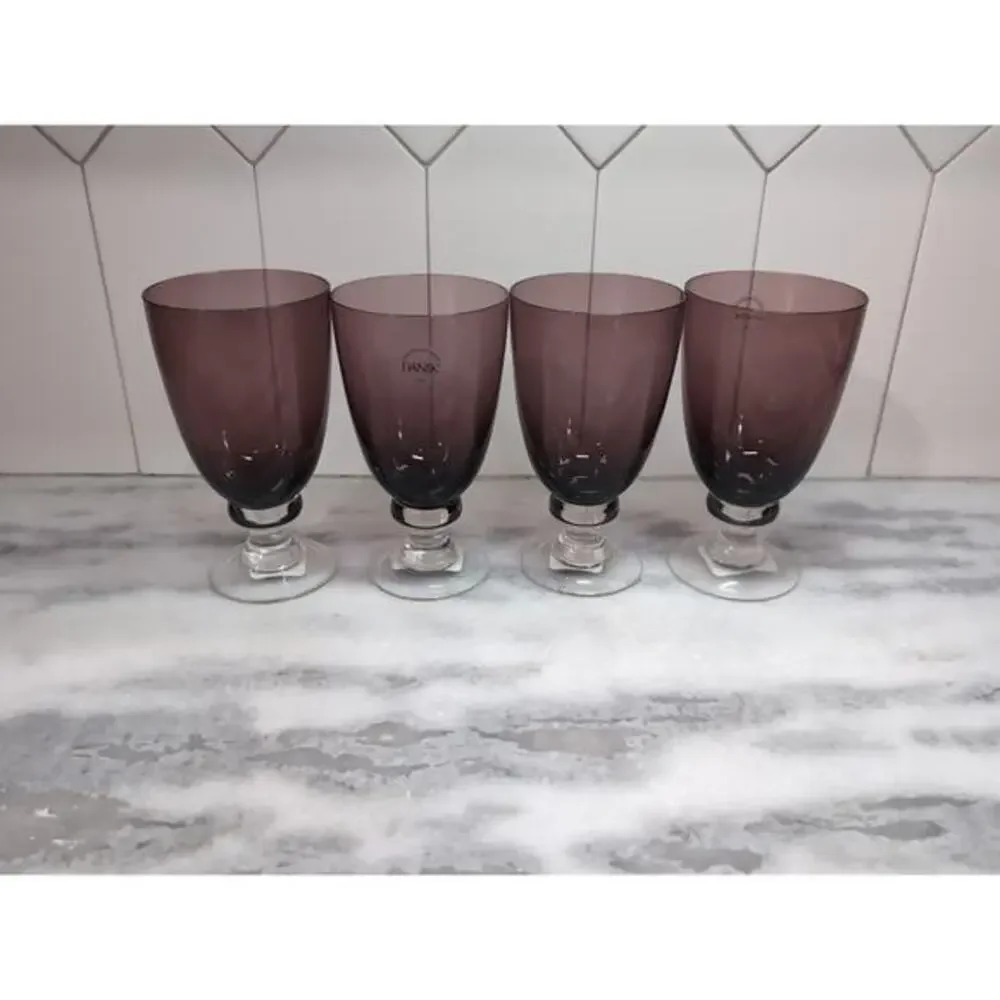 Dansk Crystal Madras‎ Goblets Set, Amethyst Purple Iced Tea Glassware, Set of 4